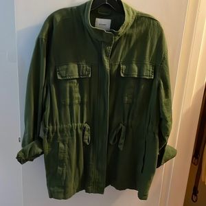 Old Navy army green linen utility jacket